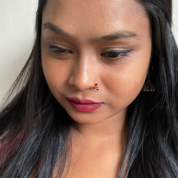 Black And Red Beads Nose Ring